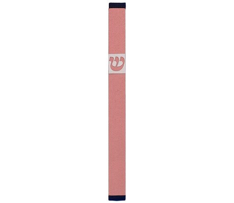 Agayof Pillar Mezuzah Case with Curving Shin, Light Colors – 7 Inches Height