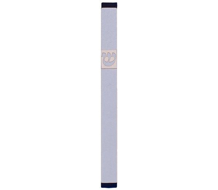 Agayof Pillar Mezuzah Case with Curving Shin, Light Colors – 7 Inches Height