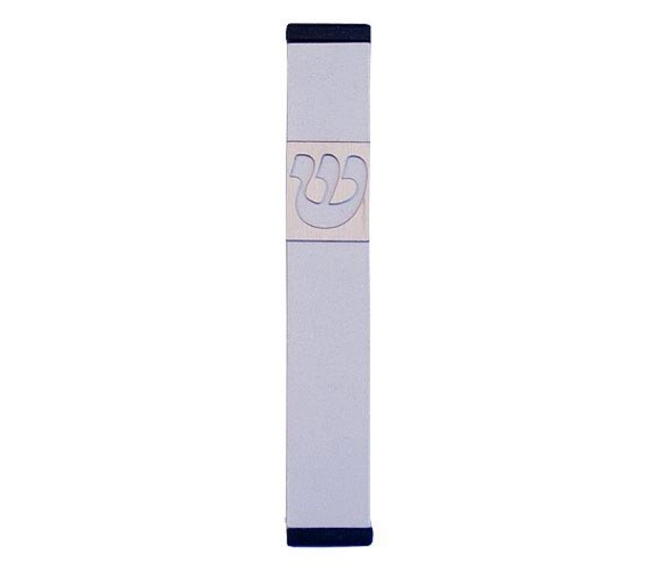 Agayof Pillar Mezuzah Case with Curving Shin, in Light Colors - 4 Inches Height