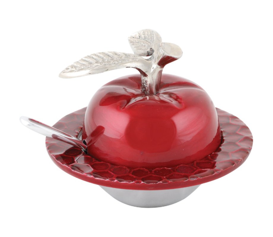 Aluminum Apple Honey Dish with Spoon
