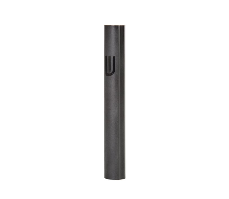 Aluminum Mezuzah Case, Black with Decorative Side Stripe – Various Lengths