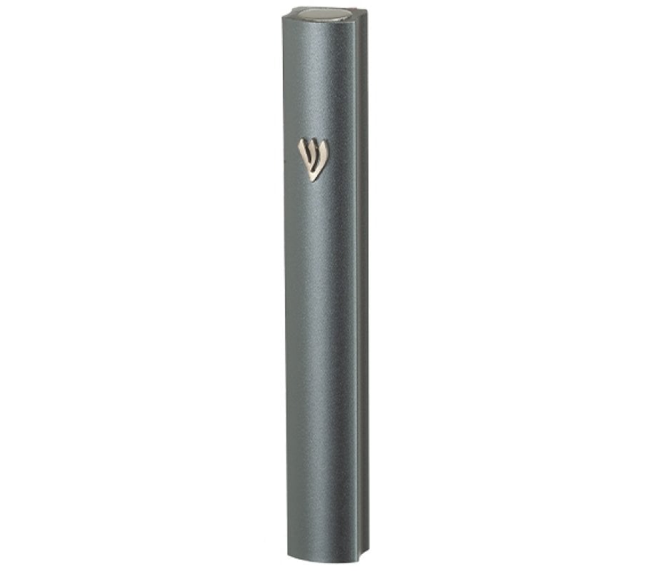 Aluminum Mezuzah Case with Side Channel - Dark Gray