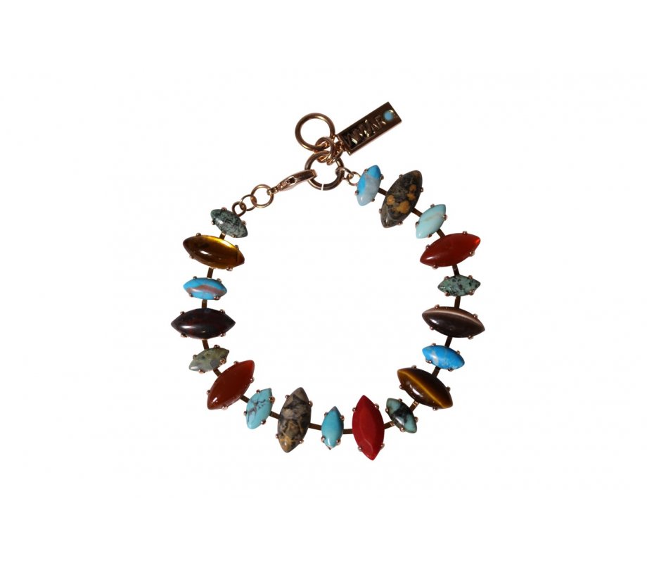Amaro Handcrafted Bracelet - Assorted Size Marquise Semi Precious Stones