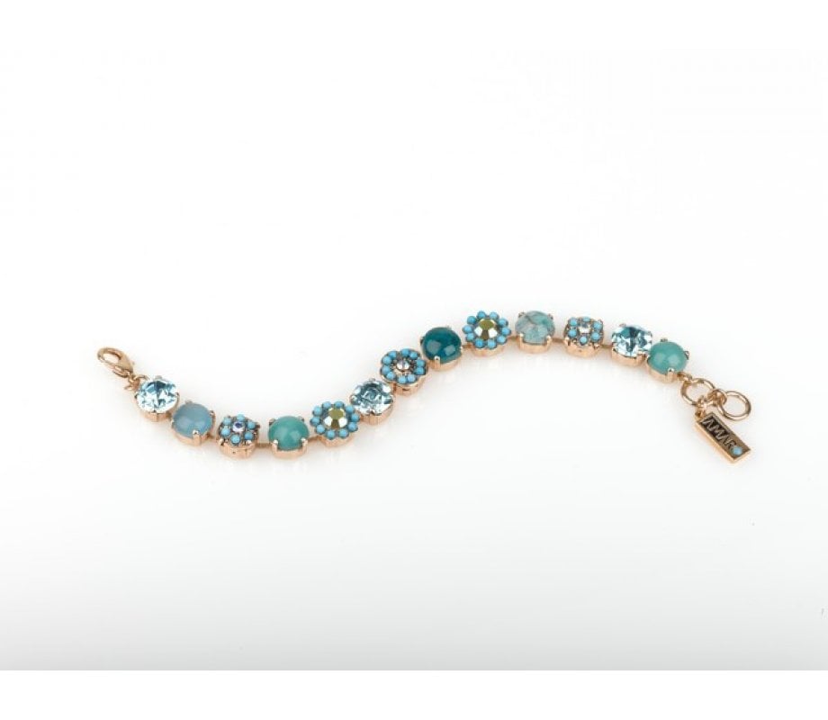 Amaro Handcrafted Rose Gold Plate Bracelet, Blue Semi Precious Gems