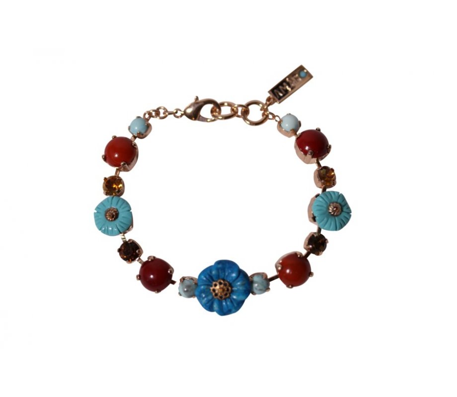 Amaro Handcrafted Rose Gold Plated Bracelet, Semi-Precious Gems - Flowers