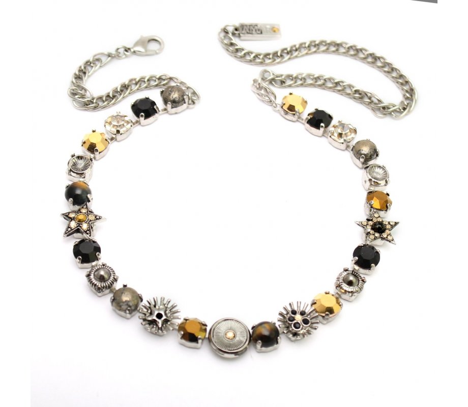 Amaro Handmade Black, Gold and Silver Star Necklace - From Silver Collection