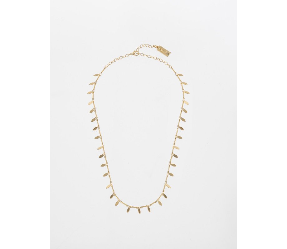 Amaro Handmade Gold Plated Necklace - Mother of Pearl Leaves