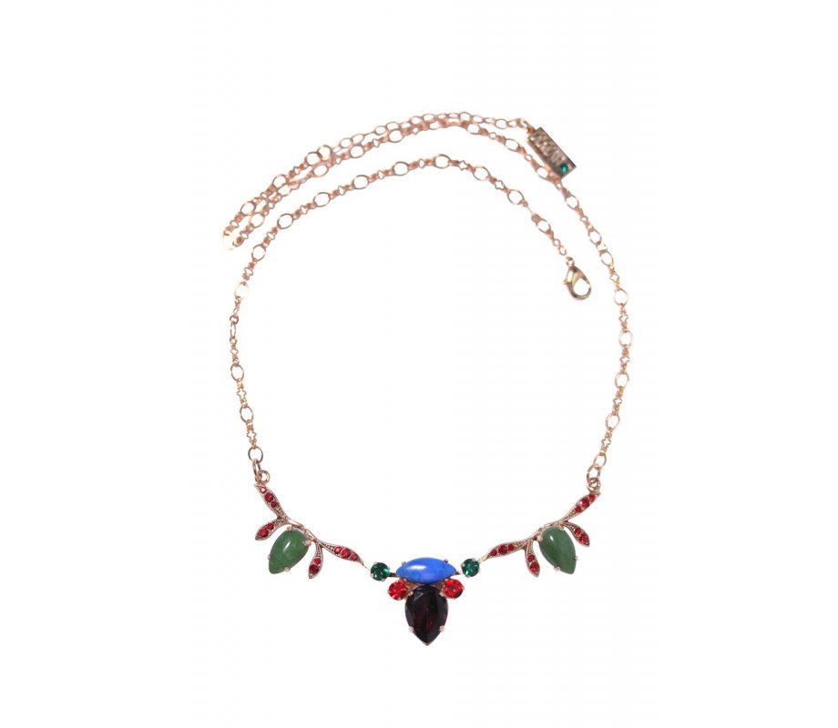 Amaro Handmade Necklace, Colorful Semi Precious Stones - The Crown Collection
