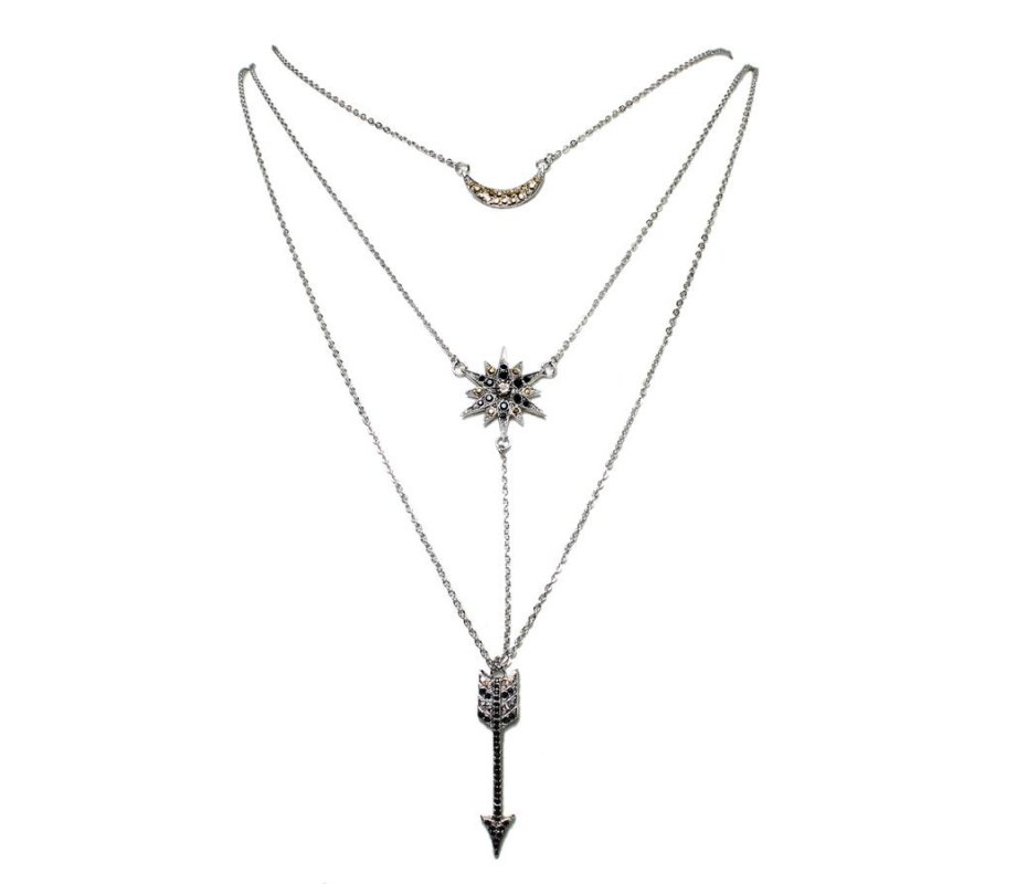 Amaro Handmade Necklace, Semi-precious Gems - Strands with Arrow Pendant