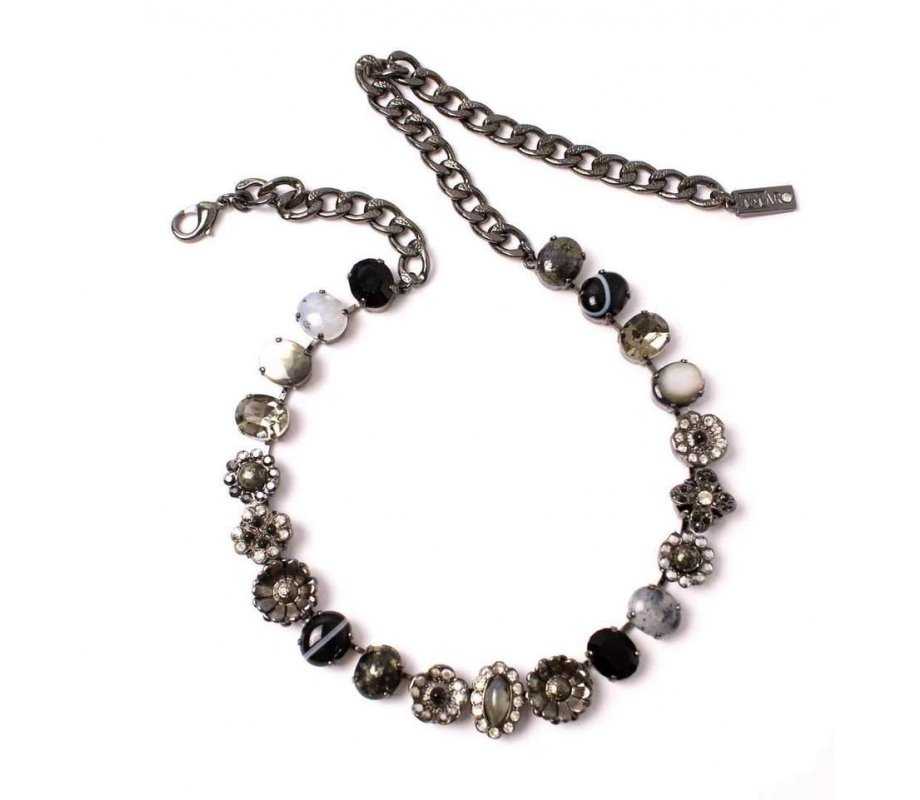 Amaro Handmade Silver Black Necklace, Semi Precious Gems - Primitive Collection