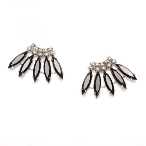 Amaro Rhodium Plated Silver and Black Spike Earrings - Pearl Jam Collection