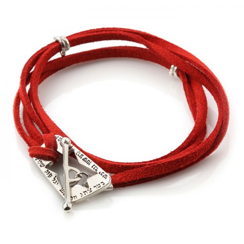 Ana BeKoach Red Leather and Silver Bracelet By HaAri