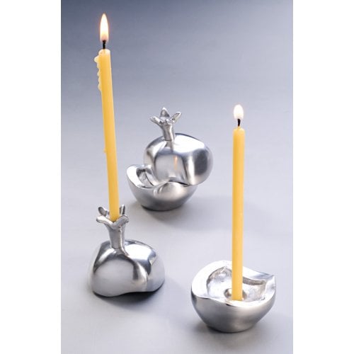 Anat Basanta Aluminum Shabbat Candlesticks Pomegranate Shape