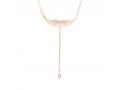 Angels Wings Lariat Pendant Necklace with Zircons, Yellow Gold or Rose Gold