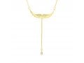 Angels Wings Lariat Pendant Necklace with Zircons, Yellow Gold or Rose Gold