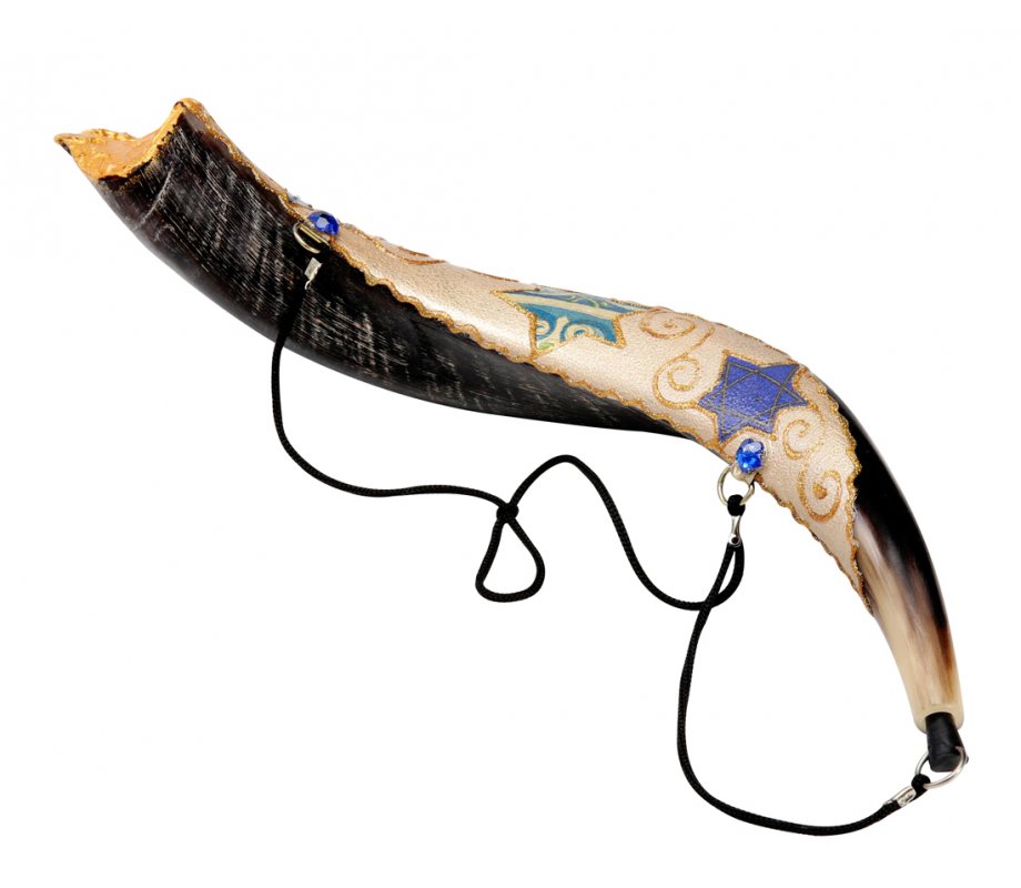 Anointing Painted Yemenite Shofar - Star of David