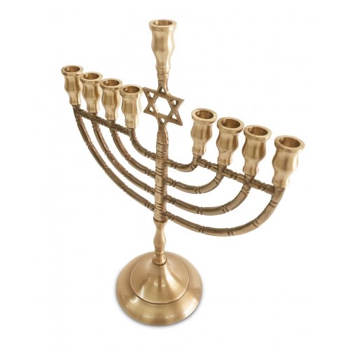 Antique Style Chanukah Menorah with Star of David, for Candles - 10 Inches
