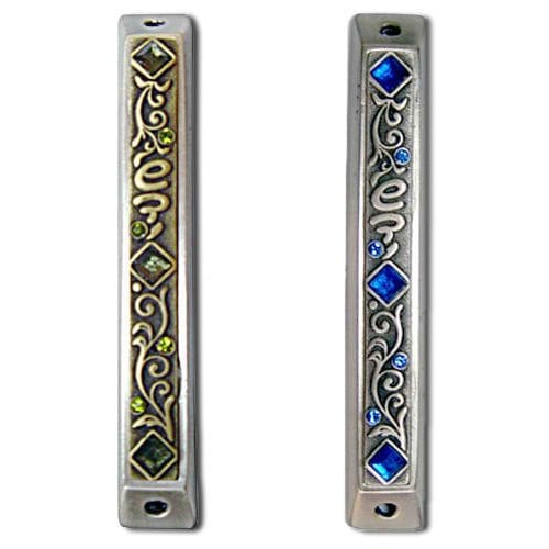 Art Nouveau Mezuzah Case with Stones 1 in stock