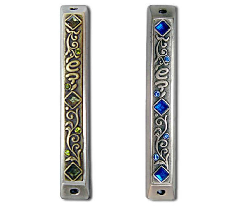 Art Nouveau Mezuzah Case with Stones 1 in stock