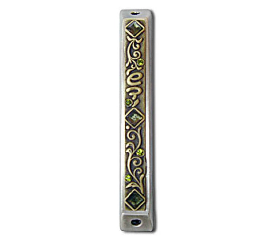 Art Nouveau Mezuzah Case with Stones 1 in stock