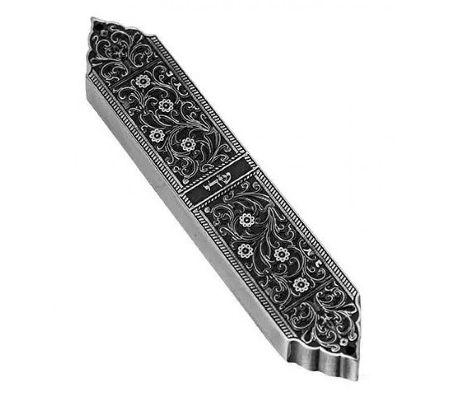 Artistic Mezuzah Case with Pewter Finish Inspired by Menorah Design - Israel Museum