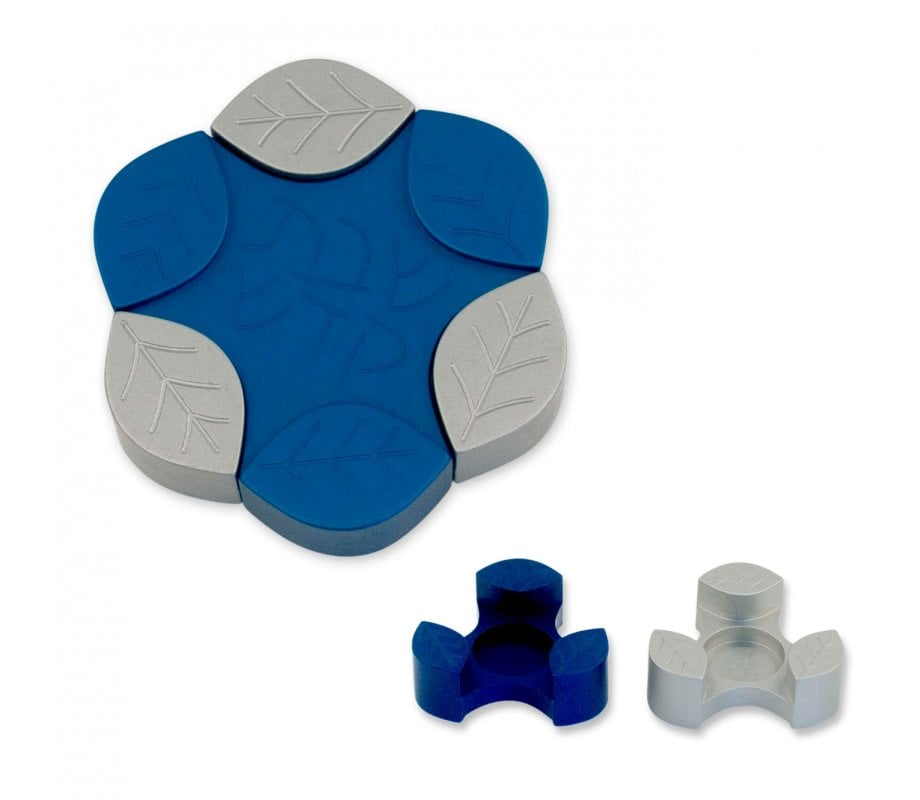 Avner Agayof Anodized Aluminum Travel Candle Holders, Leaf Collection - Blue