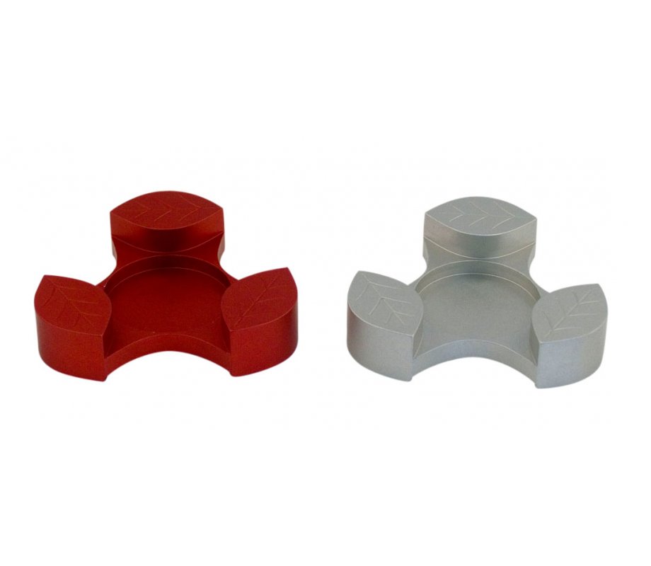 Avner Agayof Anodized Aluminum Travel Candle Holders, Leaf Collection - Red