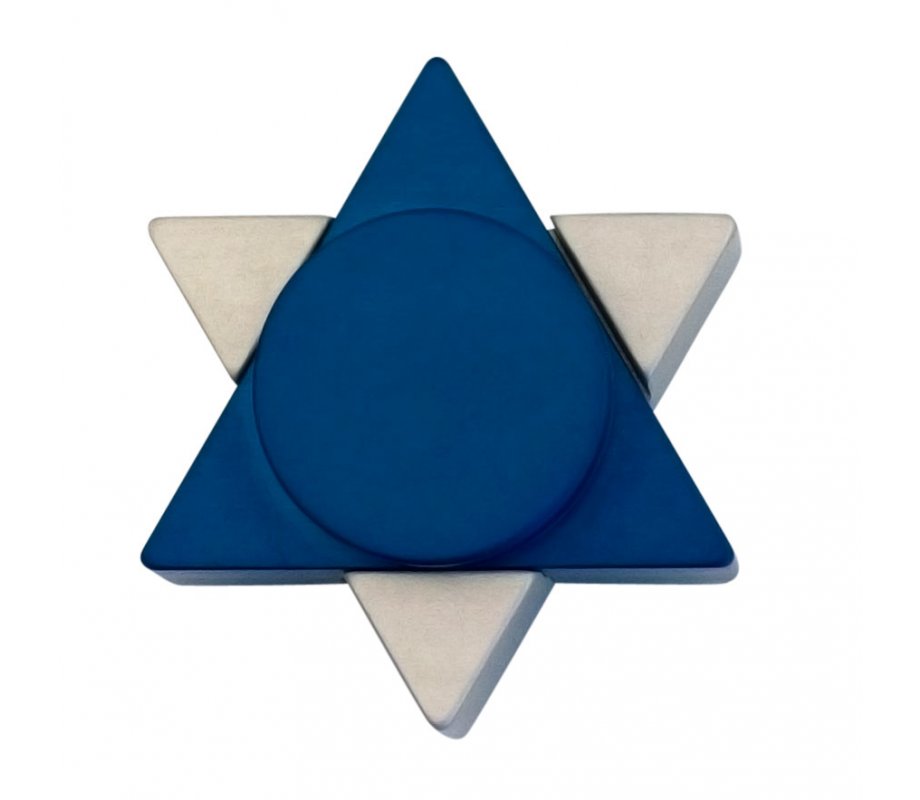 Avner Agayof Anodized Aluminum Travel Shabbat Candlesticks, Star of David - Blue