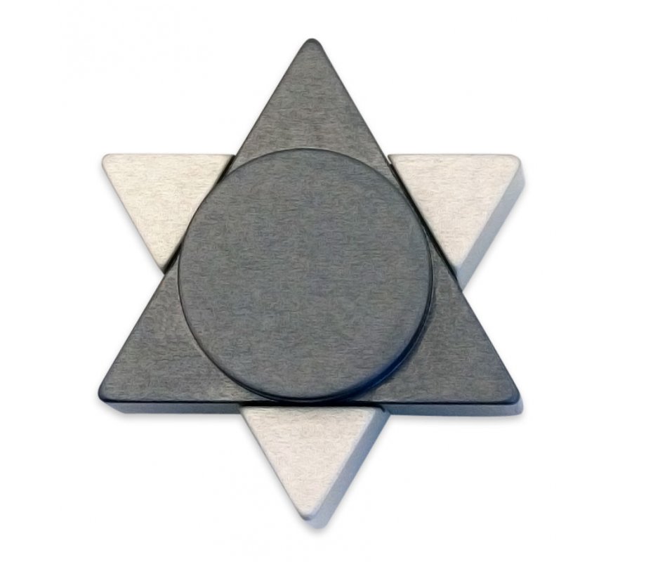 Avner Agayof Anodized Aluminum Travel Shabbat Candlesticks, Star of David - Gray