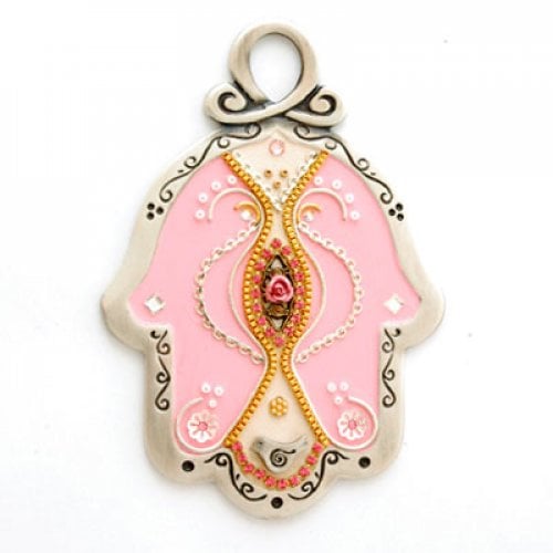 Baby Pink Pewter Wall Hamsa by Ester Shahaf