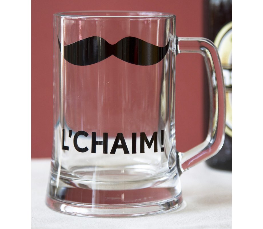 Barbara Shaw Beer Pint Glass - Le'Chaim in Hebrew 1 in stock