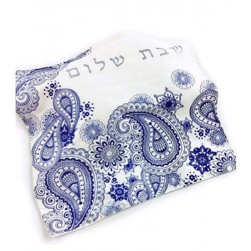 Barbara Shaw Challah Cover - Ornate Blue Paisley Design 1 in stock