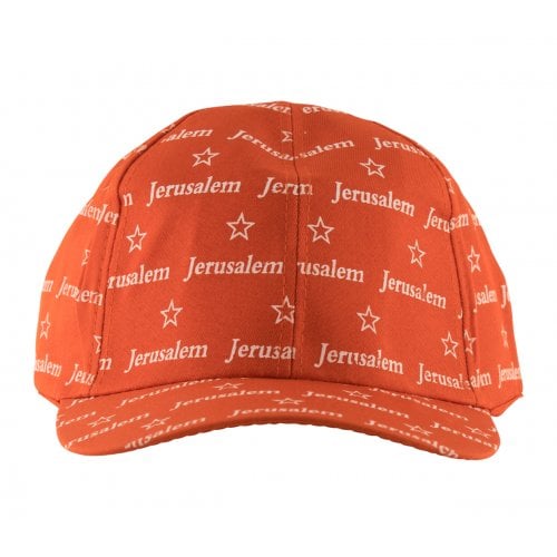 Baseball Cap with Jerusalem and Star of David Design - Red
