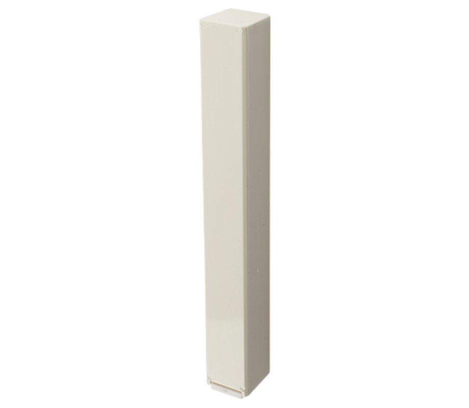 Beige Plastic Mezuzah Case, Silver Shin - Option for 10 cm or 12 cm Scroll