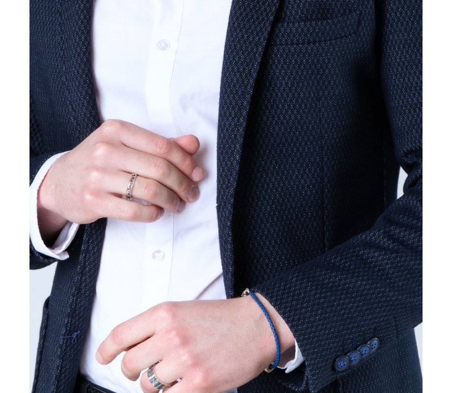 Black Oxidized Sterling Silver Ring with Words of Shema Yisrael Prayer