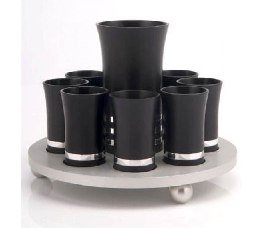 Black-Silver Agayof Kiddush Cup Set