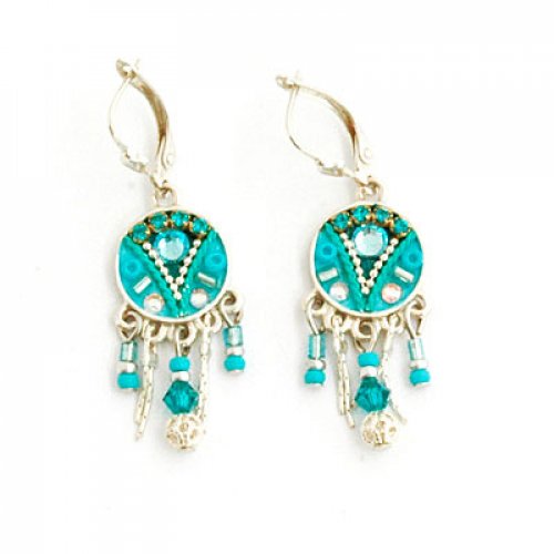 Blue Bead Oriental Earrings by Ester Shahaf