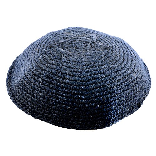 Blue Knitted Kippah with Blue Star of David