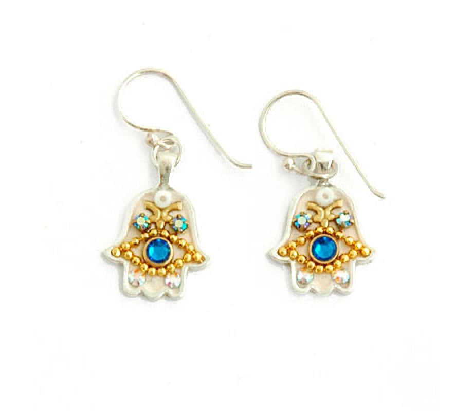 Blue Stone Hamsa Earrings by Ester Shahaf