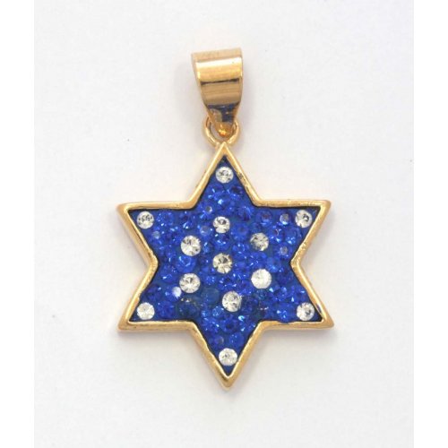 Blue Stone and Zircon Star of David Pendant