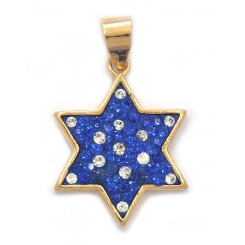 Blue Stone and Zircon Star of David Pendant Magen David