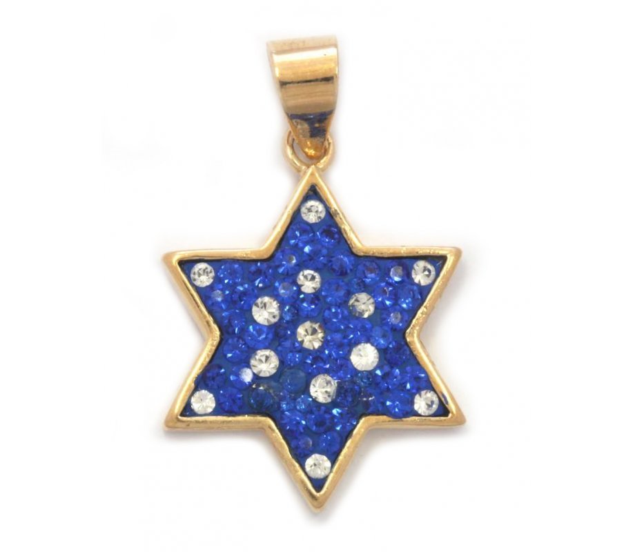 Blue Stone and Zircon Star of David Pendant Magen David