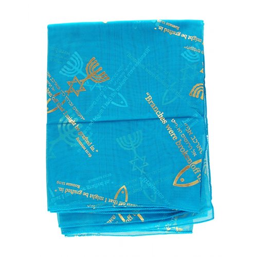 Blue Woman's Head Covering Scarf - Fish design