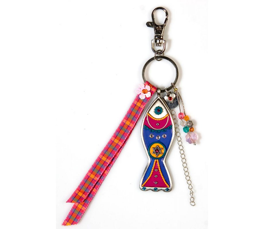 Blue-Red Fish Keychain by Ester Shahaf