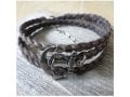 Braided Gray Leather Men's Wrap Bracelet with Anchor Design - Only 1 In Stock