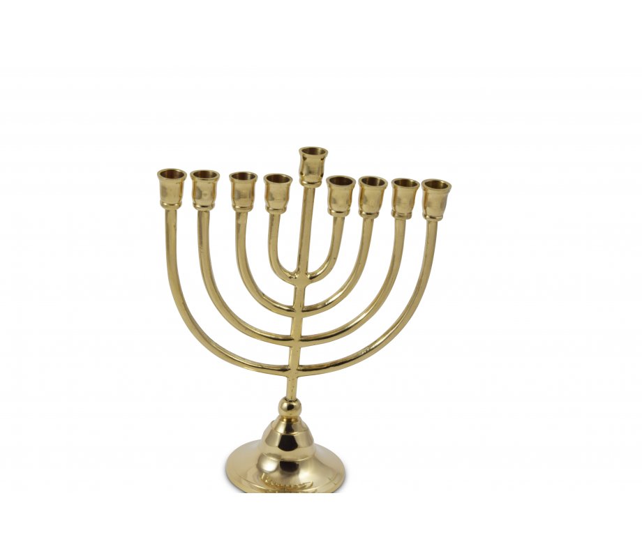 Brass Chanukah Menorah Classic Design, for Candles - 10 Inches