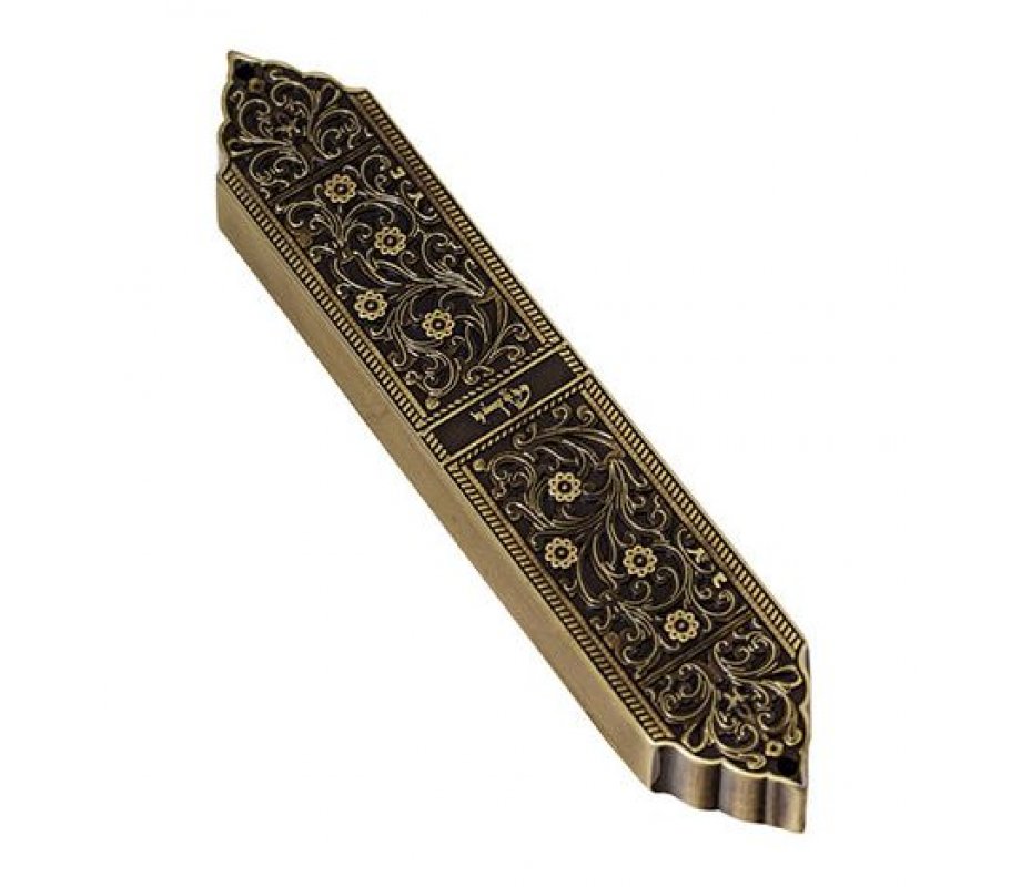 Brass Finish Artistic Mezuzah Case - Replica of Israel Museum Marrakesh Menorah
