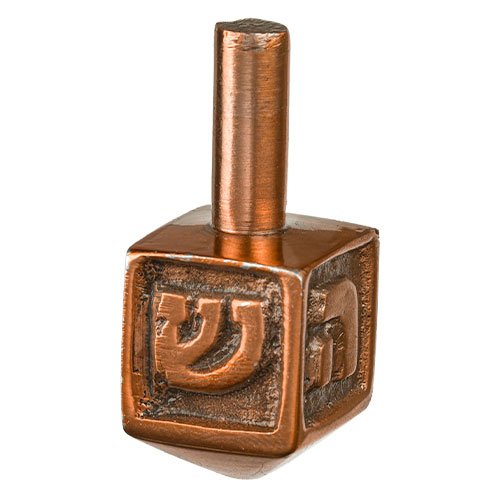 Bronze Finish Metal Dreidel Nes Gadol Haya Sham