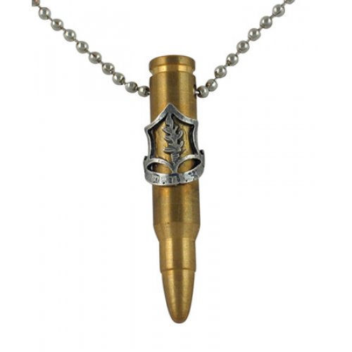 Bronze Israeli Army M-16 Rifle Bullet Pendant - IDF Emblem