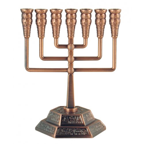 Bronze Square Seven Branch Jerusalem Temple Menorah